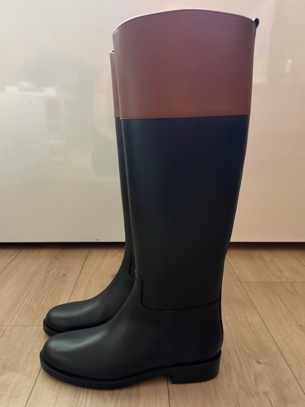 Michael Kors Collection Italian Leather Two-Tone Riding Boots